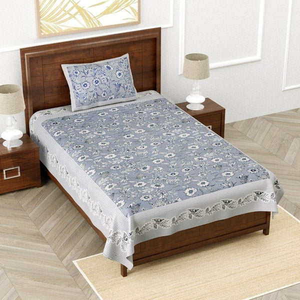 Buy Florencoa Floral Bedsheet - Blue Bedsheets from Vaaree