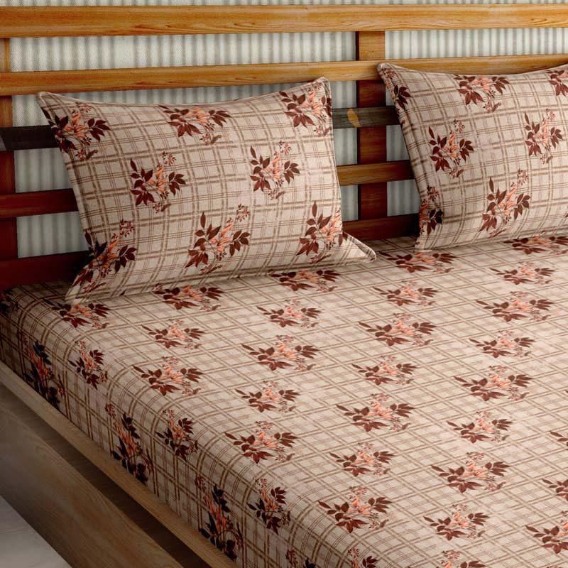 Buy Flower Patch Bedsheet - Brown Bedsheets from Vaaree