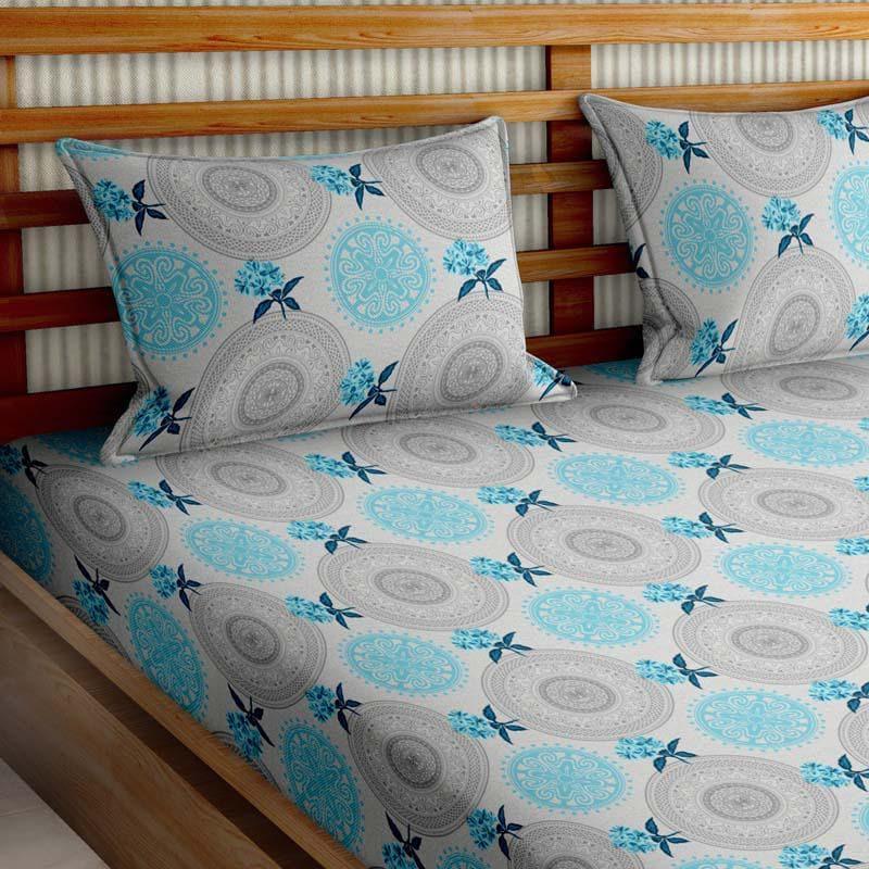 Buy Flower Wheel Bedsheet - Blue Bedsheets from Vaaree