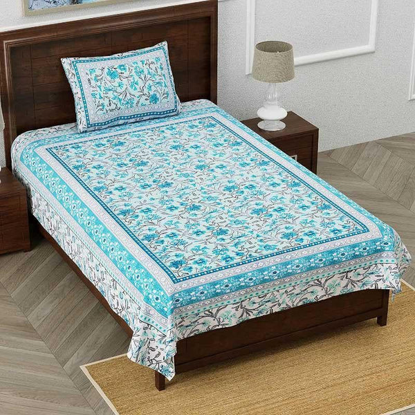 Bedsheets - Folk Floral Fiesta Bedsheet - Blue