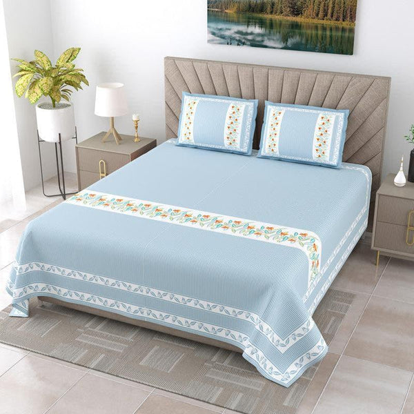 Buy French Fleur Bedsheet - Blue Bedsheets from Vaaree