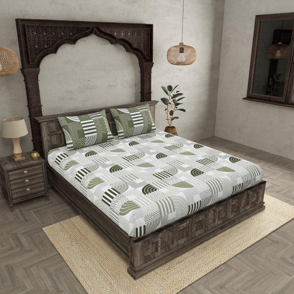 Bedsheets - Geometric Gala Bedsheet - Green