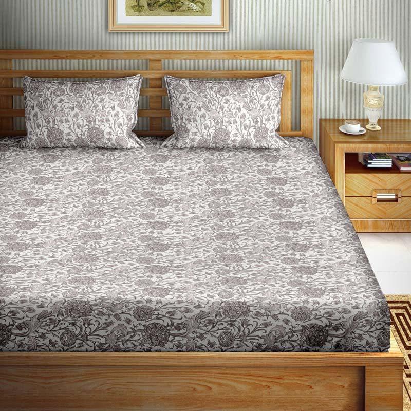 Buy Gloria Bloom Bedsheet - Grey Bedsheets from Vaaree