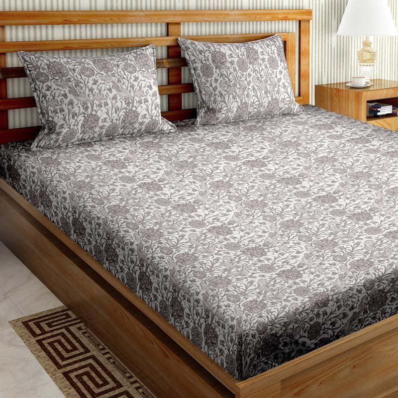 Buy Gloria Bloom Bedsheet - Grey Bedsheets from Vaaree