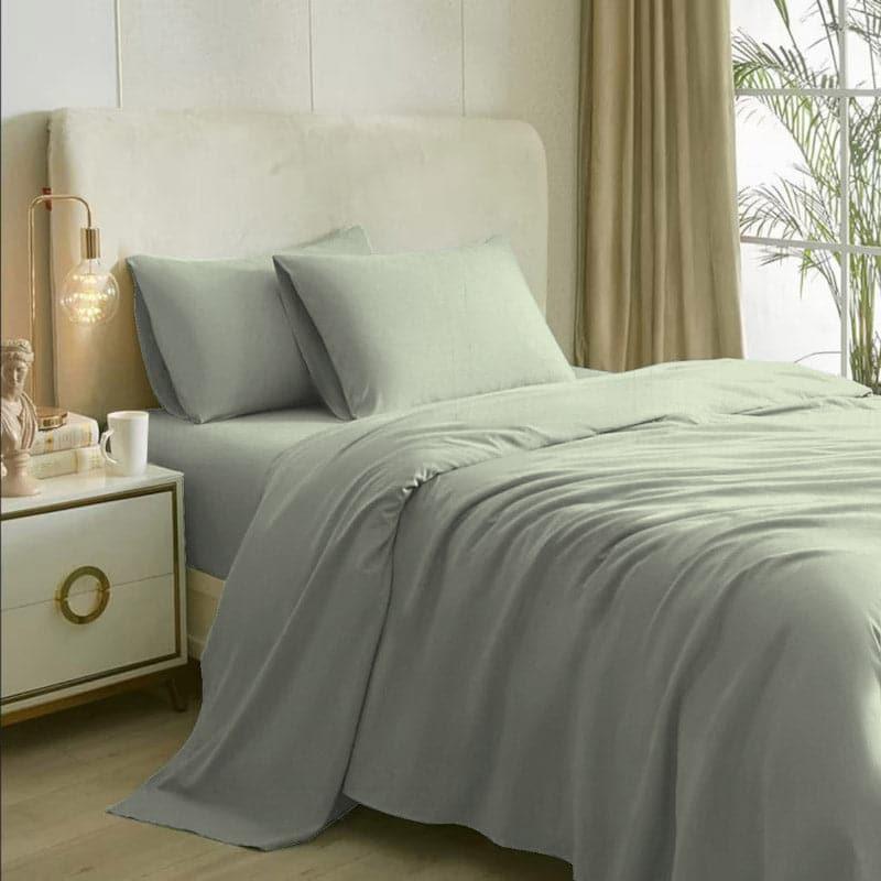 Bedsheets - Glossy Touch Solid Bedsheet - Silver