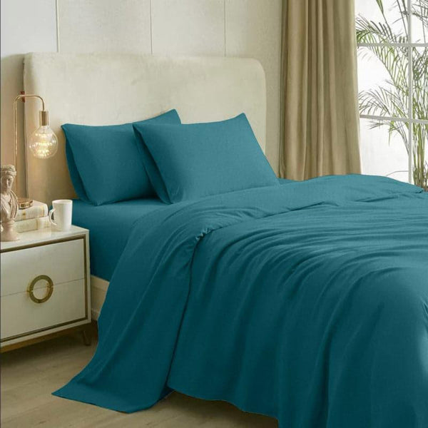 Bedsheets - Glossy Touch Solid Bedsheet - Teal