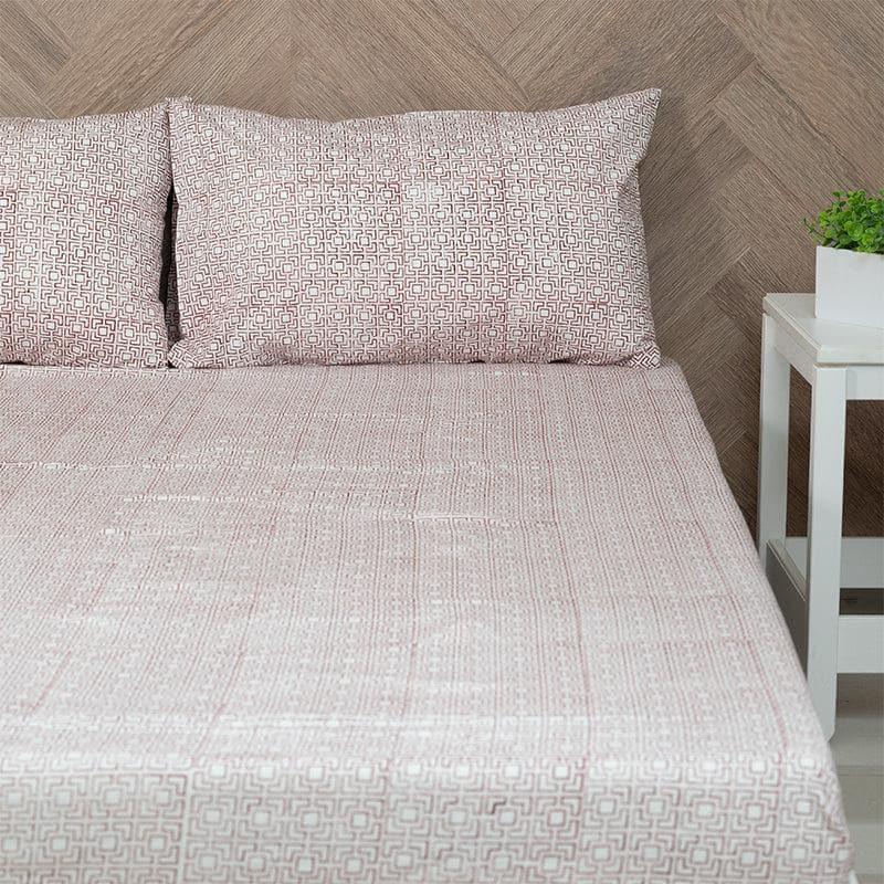 Buy Grand Grid Ethnic Printed Bedsheet - Maroon Bedsheets from Vaaree