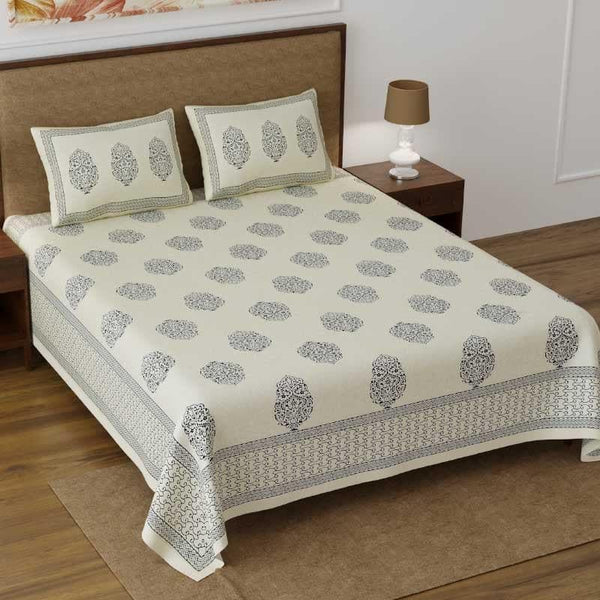 Buy Gulbagh Printed Bedsheet - Black Bedsheets from Vaaree