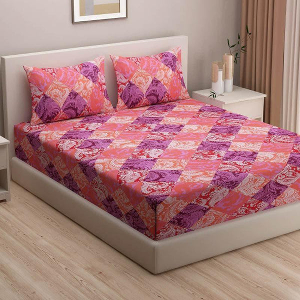 Bedsheets - Guntash Checkered Bedsheet - Pink