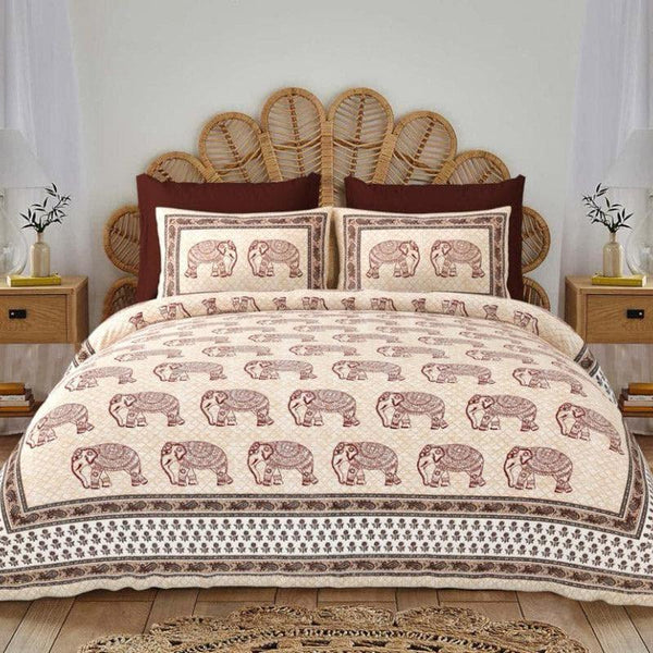 Buy Hasthak Printed Bedsheet - Beige Bedsheets from Vaaree