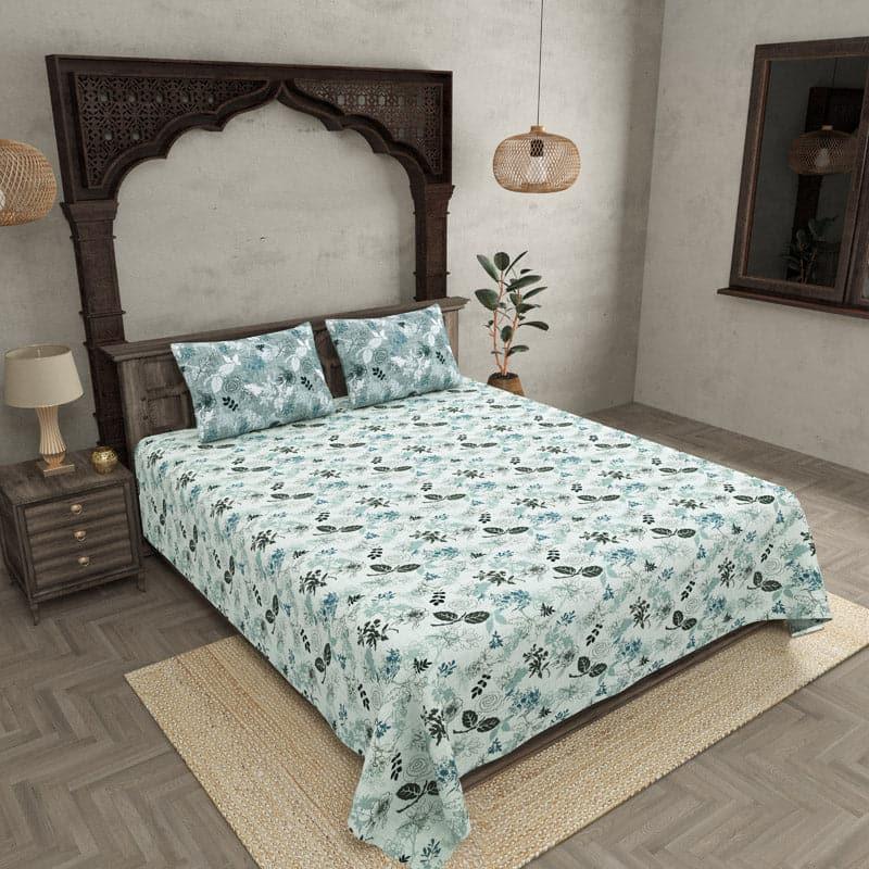 Buy Heelo Floral Bedsheet - Aqua Bedsheets from Vaaree