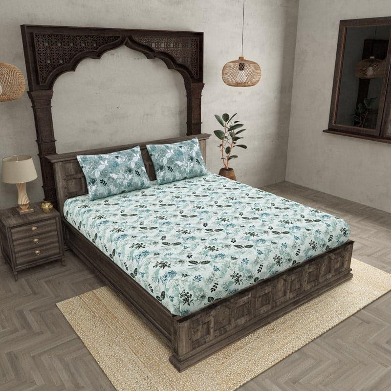 Buy Heelo Floral Bedsheet - Aqua Bedsheets from Vaaree