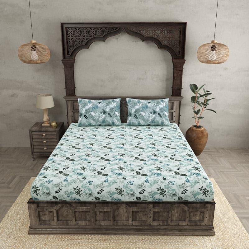 Buy Heelo Floral Bedsheet - Aqua Bedsheets from Vaaree