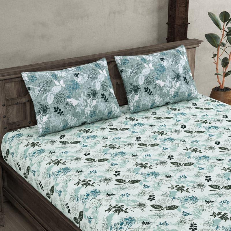 Buy Heelo Floral Bedsheet - Aqua Bedsheets from Vaaree