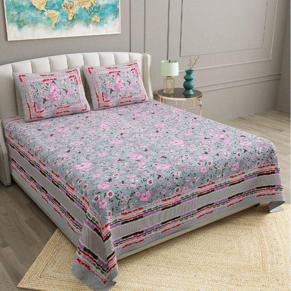 Buy Hermia Floral Bedsheet - Grey Bedsheets from Vaaree