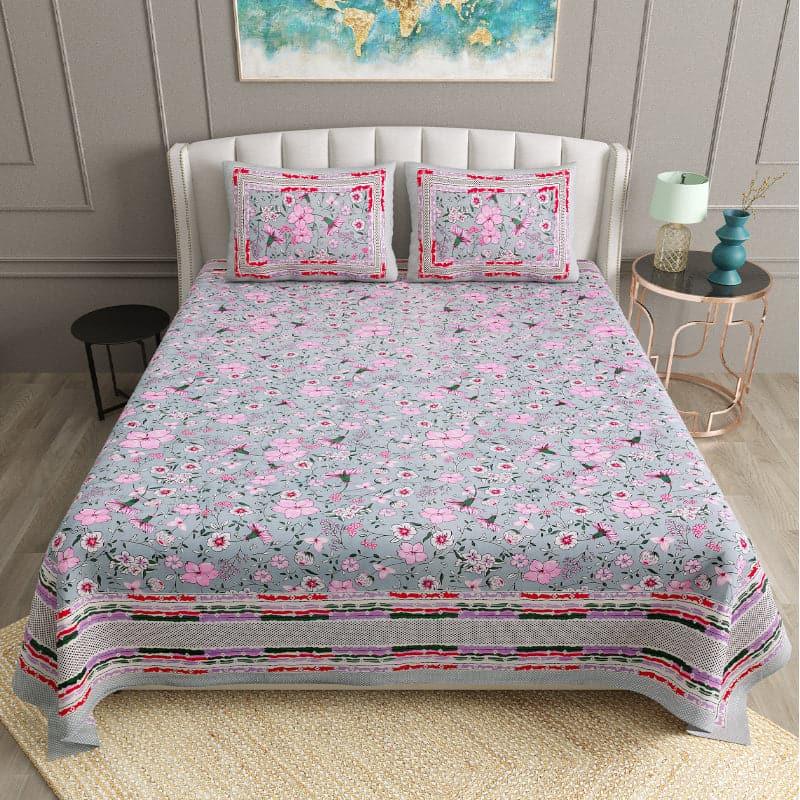 Buy Hermia Floral Bedsheet - Grey Bedsheets from Vaaree