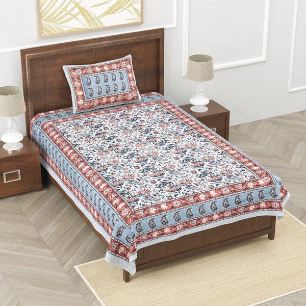 Buy Heska Ethnic Floral Bedsheet - Blue Bedsheets from Vaaree