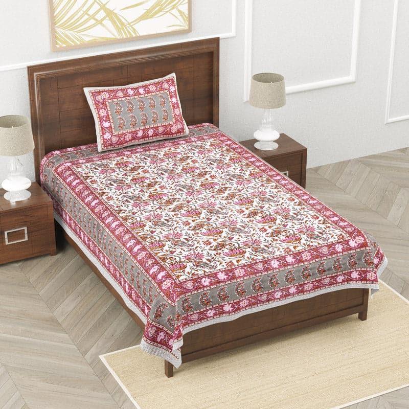 Buy Heska Ethnic Floral Bedsheet - Blush Bedsheets from Vaaree