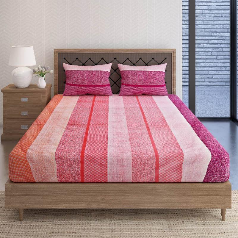 Buy Idika Striped Bedsheet - Pink Bedsheets from Vaaree