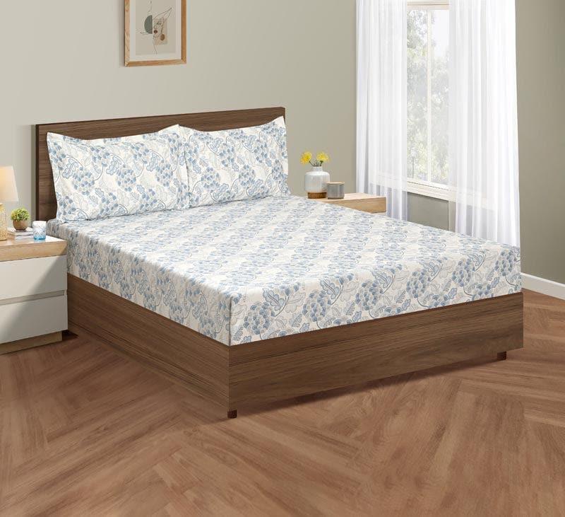 Buy Inara Flora Bedsheet - Pale Blue Bedsheets from Vaaree