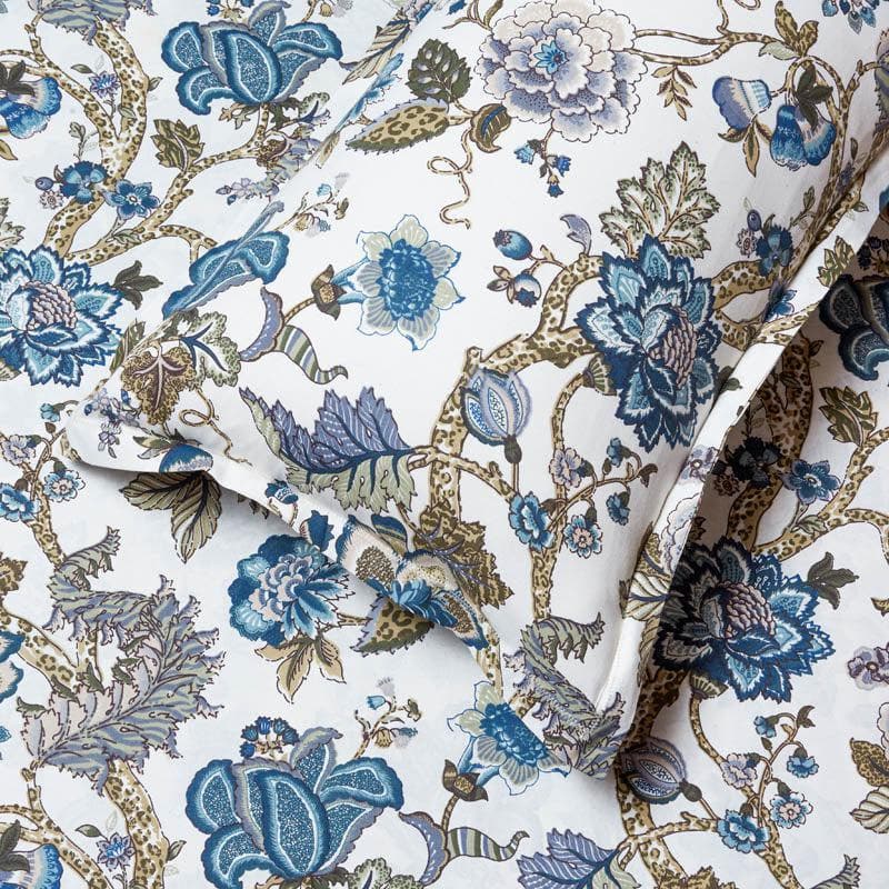 Buy Indah Floral Bedsheet - Blue Bedsheets from Vaaree