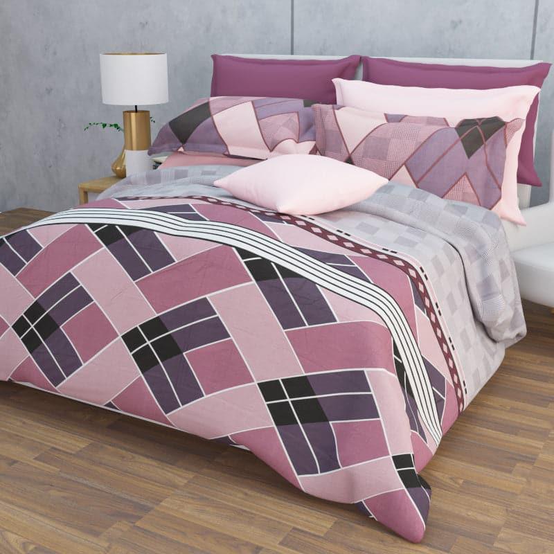 Buy Iola Geometric Bedsheet - Grey & Pink Bedsheets from Vaaree