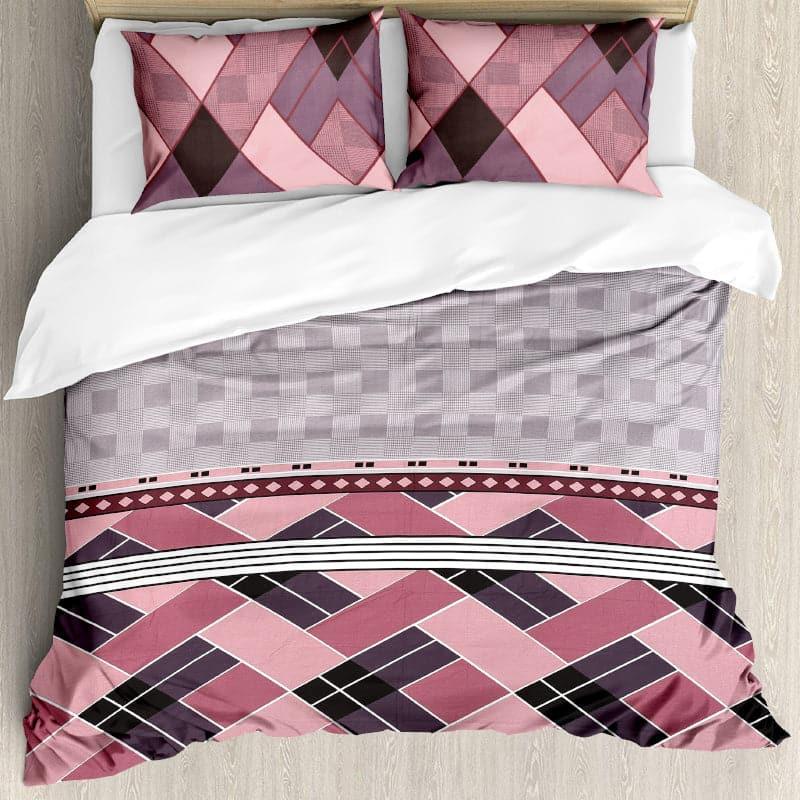 Buy Iola Geometric Bedsheet - Grey & Pink Bedsheets from Vaaree