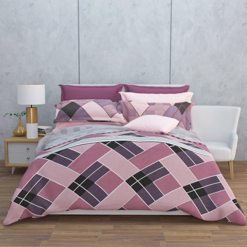 Buy Iola Geometric Bedsheet - Grey & Pink Bedsheets from Vaaree