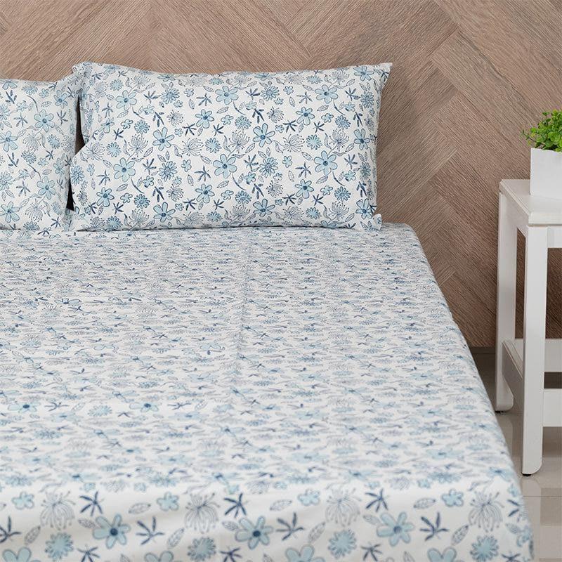 Buy Iris Floral Bedsheet - Blue Bedsheets from Vaaree