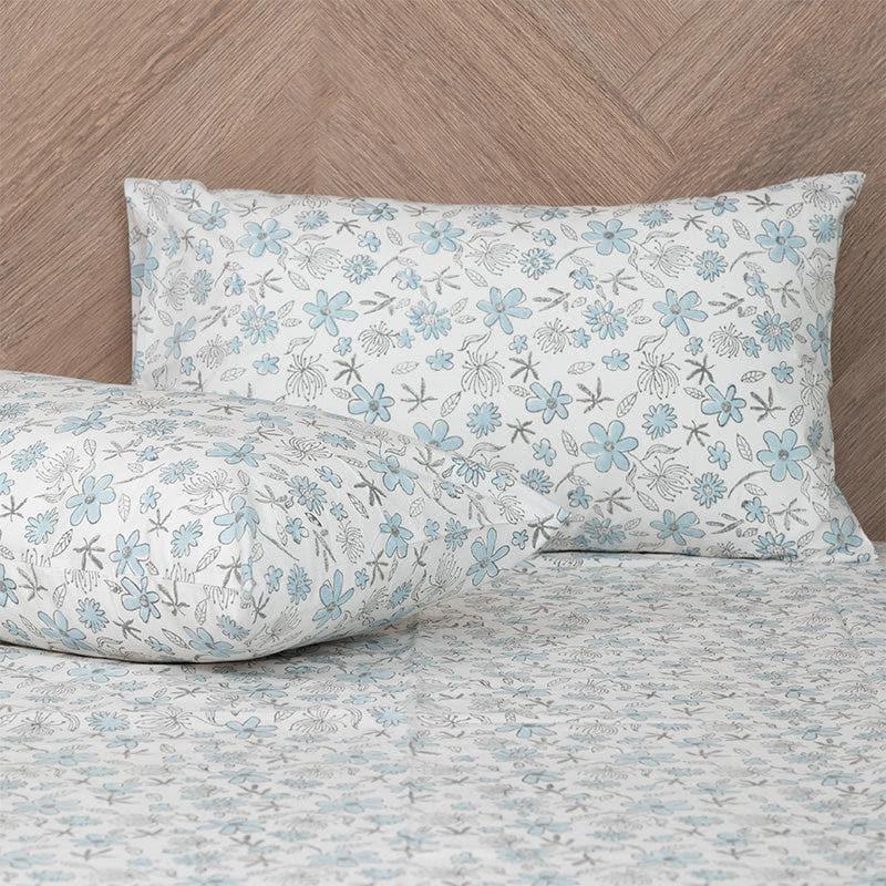 Buy Iris Floral Bedsheet - Light Blue Bedsheets from Vaaree