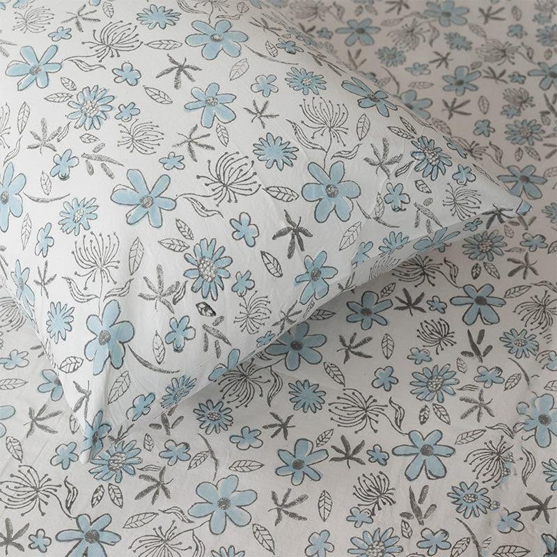 Buy Iris Floral Bedsheet - Light Blue Bedsheets from Vaaree