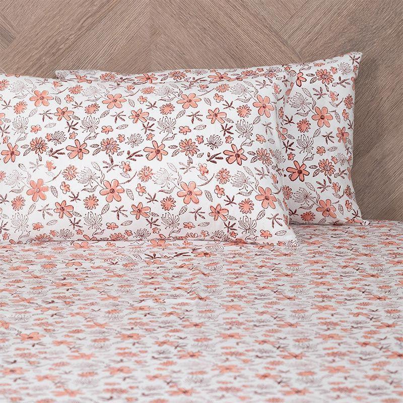 Bedsheets - Iris Floral Bedsheet - Orange