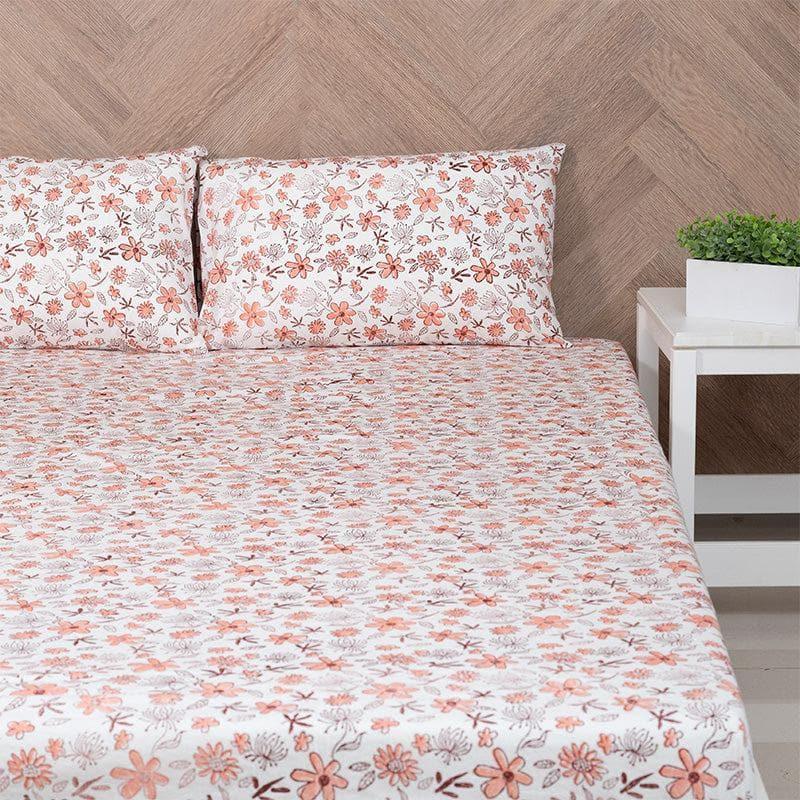 Bedsheets - Iris Floral Bedsheet - Orange