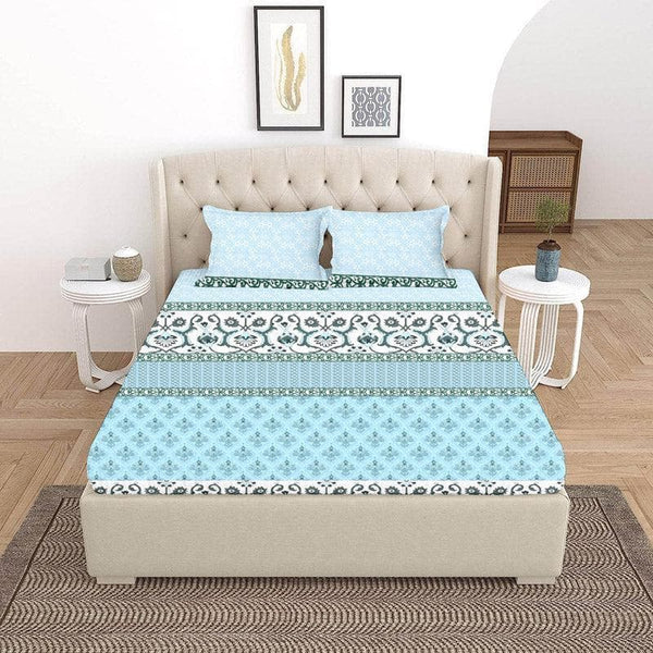 Bedsheets - Iris Printed Bedsheet - Blue