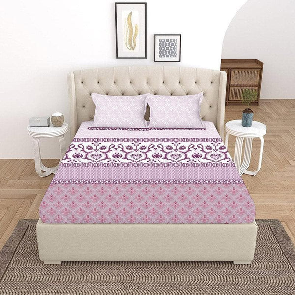 Bedsheets - Iris Printed Bedsheet - Pink