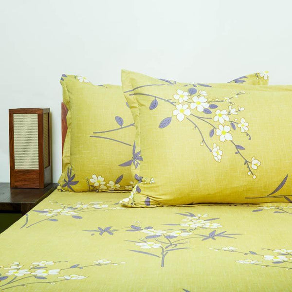 Bedsheets - Ishaani Floral Bedsheet - Green