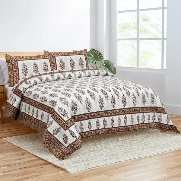 Buy Ishanva Floral Bedsheet - Brown Bedsheets from Vaaree