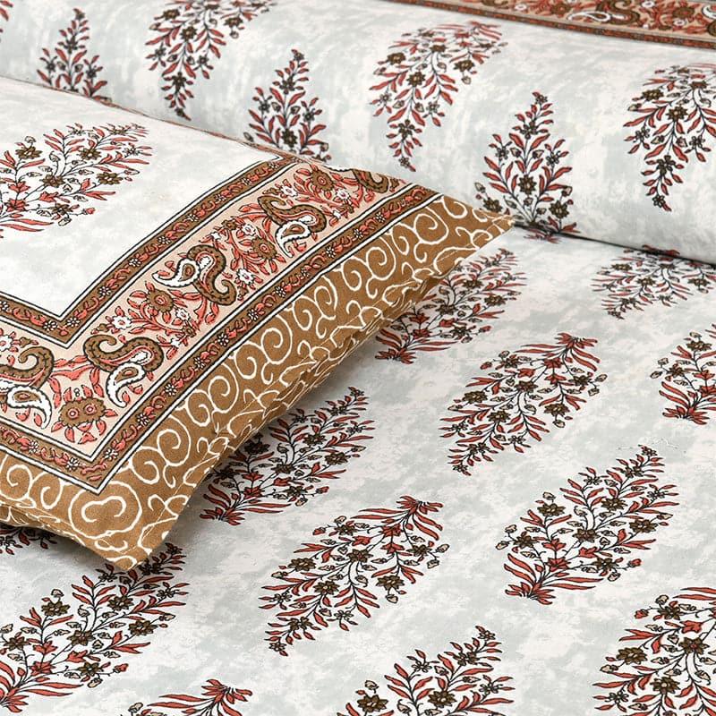 Buy Bedsheets - Ishanva Floral Bedsheet - Brown at Vaaree online