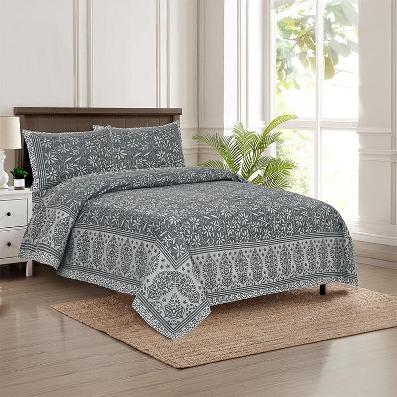 Buy Ivsara Floral Bedsheet - Grey Bedsheets from Vaaree