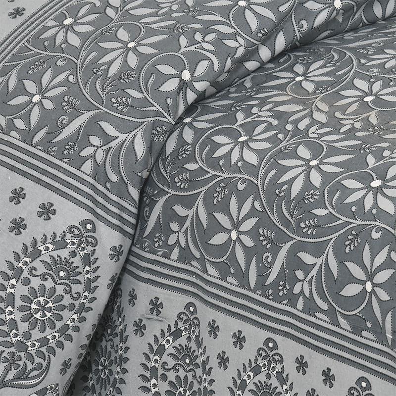 Buy Ivsara Floral Bedsheet - Grey Bedsheets from Vaaree