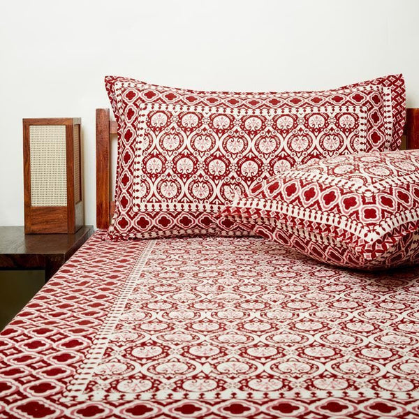 Buy Jayita Printed Bedsheet - Red Bedsheets from Vaaree