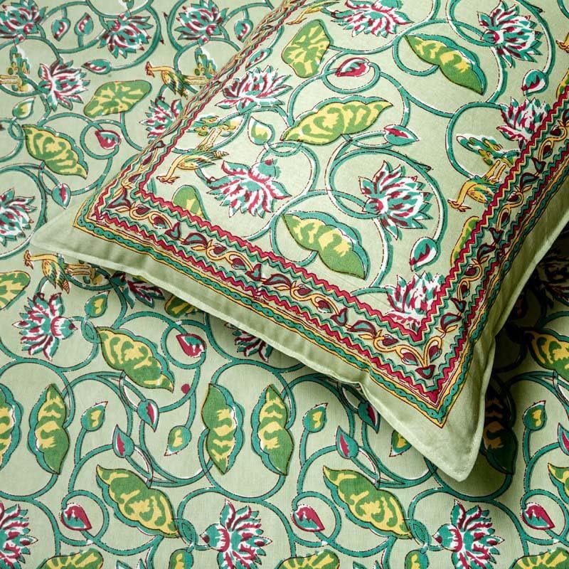 Buy Jewelina Floral Printed Bedsheet - Light Green Bedsheets from Vaaree