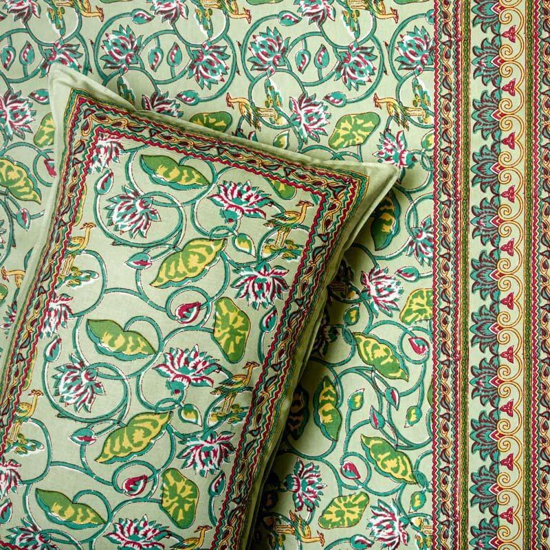 Buy Jewelina Floral Printed Bedsheet - Light Green Bedsheets from Vaaree