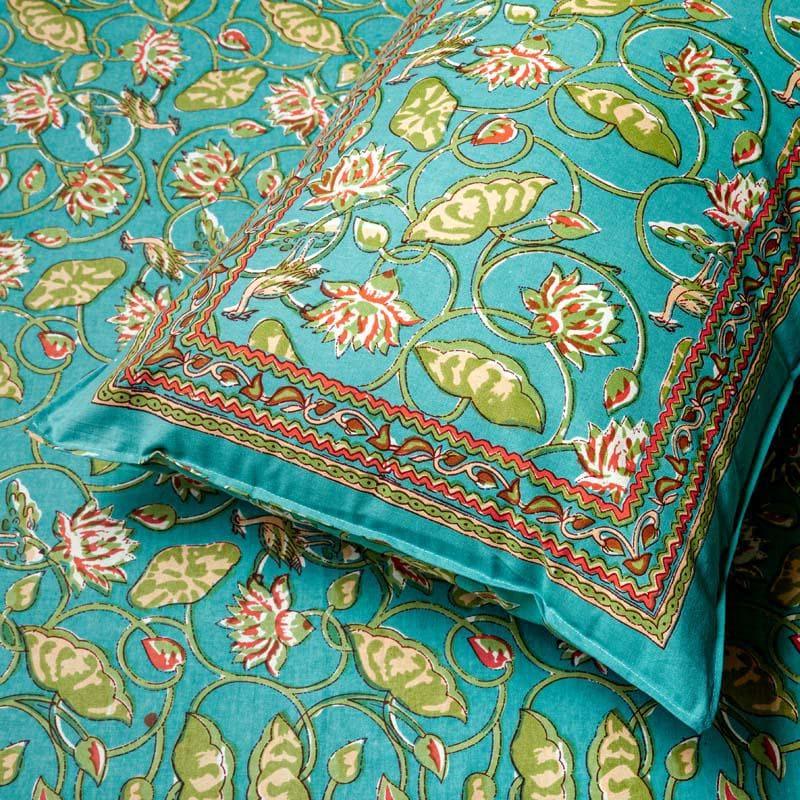 Buy Jewelina Floral Printed Bedsheet - Sea Green Bedsheets from Vaaree