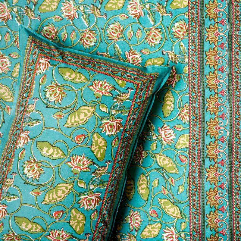 Buy Jewelina Floral Printed Bedsheet - Sea Green Bedsheets from Vaaree