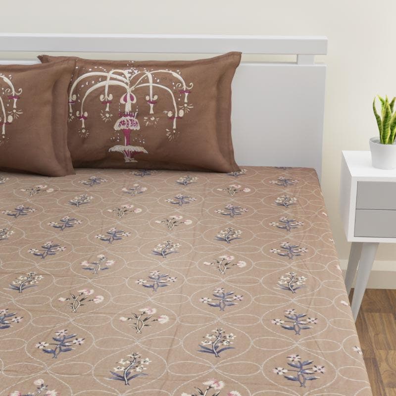 Buy Jitika Printed Bedsheet - Brown Bedsheets from Vaaree