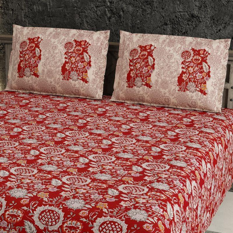 Buy Kaanish Floral Bedsheet - Red Bedsheets from Vaaree