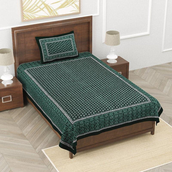 Buy Kamouri Printed Bedsheet - Green Bedsheets from Vaaree