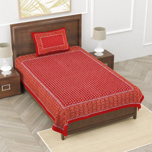 Buy Kamouri Printed Bedsheet - Red Bedsheets from Vaaree