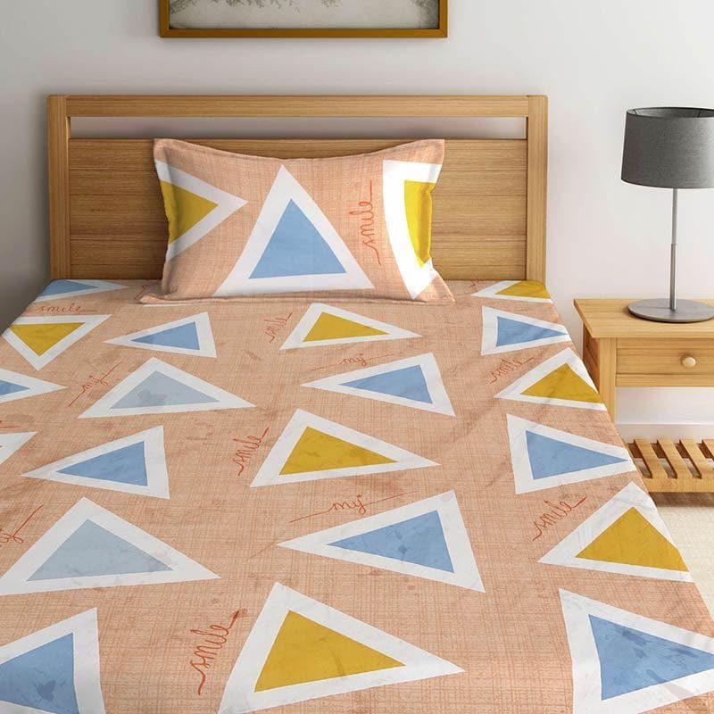 Buy Kani Geometric Bedsheet - Beige Bedsheets from Vaaree